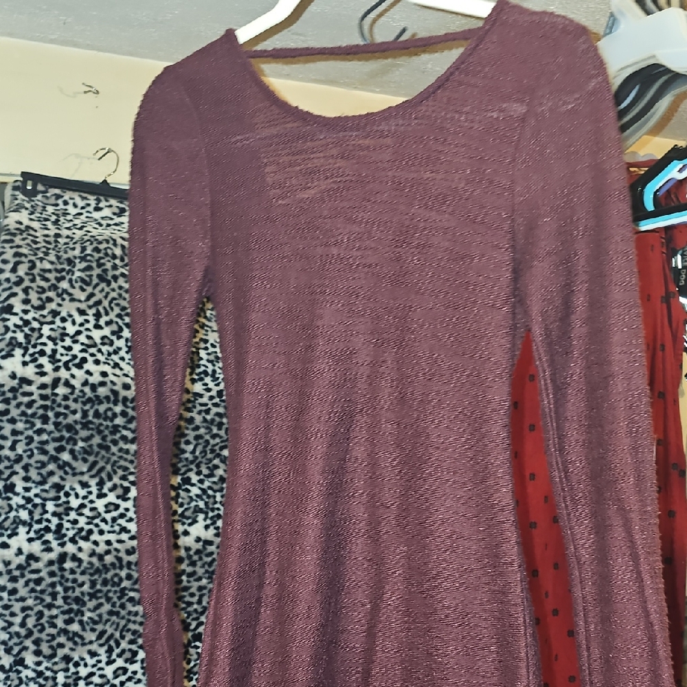 Tobi Maroon Long Sleeve Dress